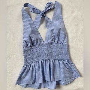 Striped Poplin Halter Top